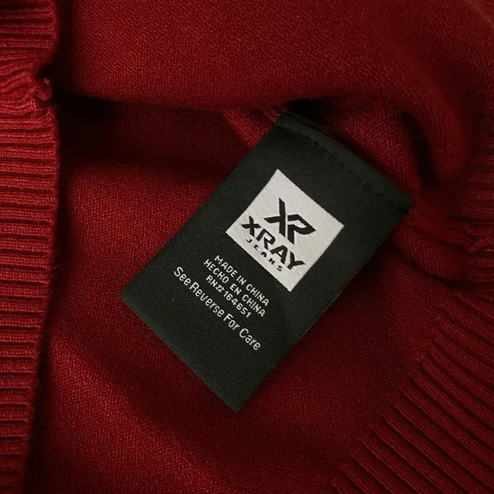 XRAY Jeans Men’s Dark Red Mock Neck Sweater, Size L